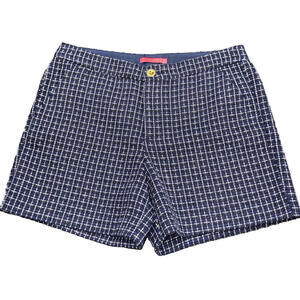 Lilly Pulitzer Tweed Gretchen Preppy Hi Rise Short Navy Fantasy Checkerboard 12